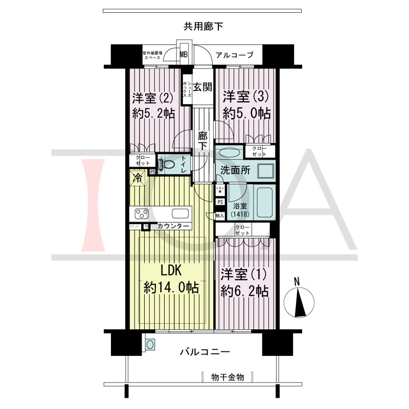 ザ・ネバーランド明石ハーバーゲートの間取り図 南向き
3LDK
専有面積66.42m2
バルコニー面積13.53m2