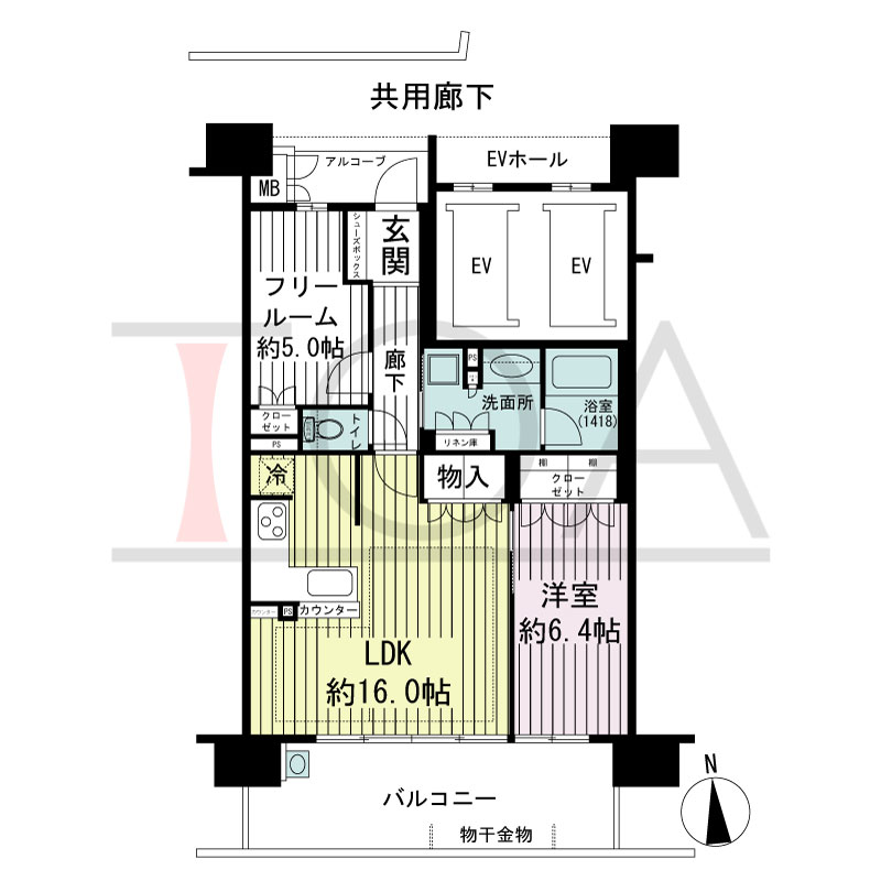 ザ・ネバーランド明石ハーバーゲートの間取り図 南向き
1LDK+F
専有面積64.79m2
バルコニー面積15.51m2