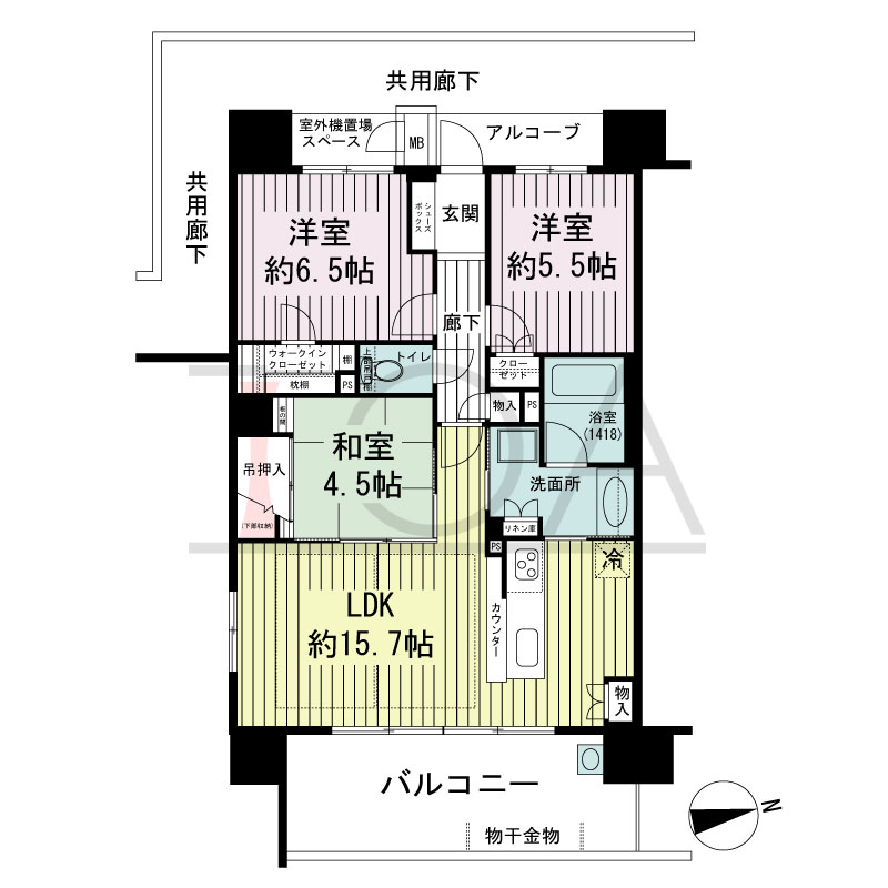 ザ・ネバーランド明石ハーバーゲートの間取り図 南東向き
3LDK
専有面積72.00m2
バルコニー面積13.78m2