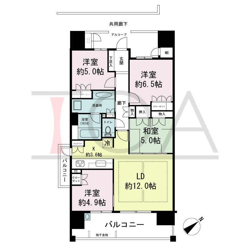 パークグラン西明石の間取り図 南東向き　
4LDK
専有面積82.45m2
バルコニー面積17.50m2