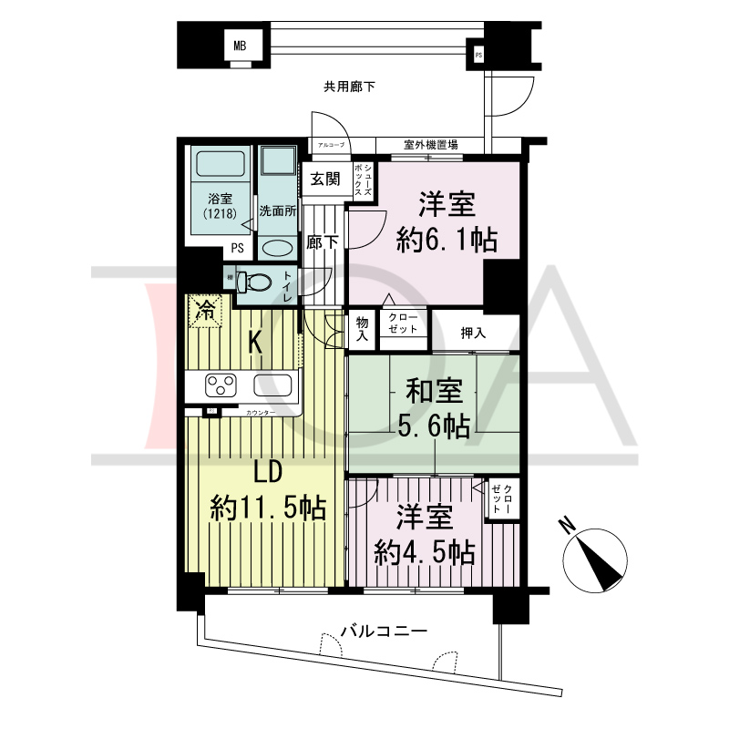 グランプレステージ西明石駅前の間取り図 南西向き
2LDK+F
専有面積59.34m2
バルコニー面積8.48m2
