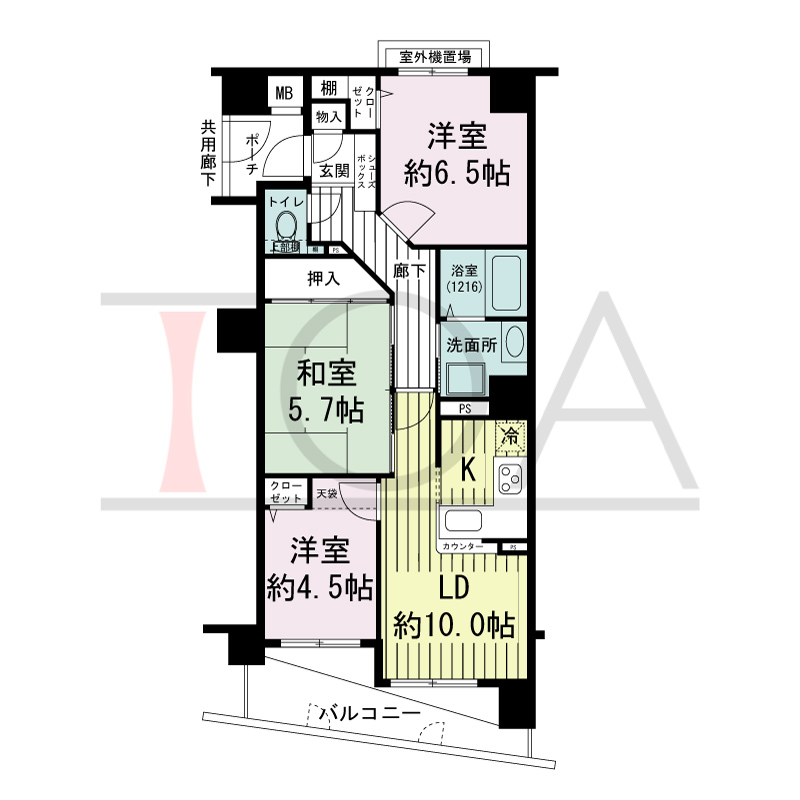 グランプレステージ西明石駅前の間取り図 南東向き 2LDK+F
専有面積62.25m2
バルコニー面積8.63m2
ルーフバルコニー面積0.37m2