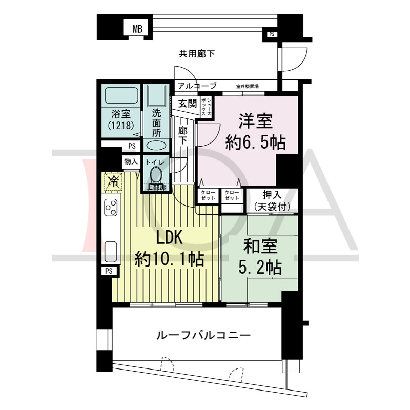 グランプレステージ西明石駅前の間取り図 南東向き 1LDK+F
専有面積50.02m2
バルコニー面積2.12m2
ルーフバルコニー面積12.12m2