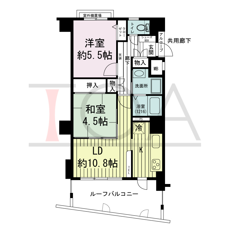 グランプレステージ西明石駅前の間取り図 南東向き 1LDK+F
専有面積50.05m2
バルコニー面積1.03m2
ルーフバルコニー面積10.07m2