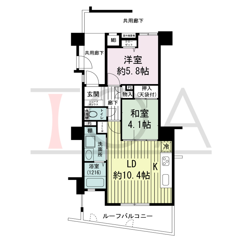 グランプレステージ西明石駅前の間取り図 南東向き 1LDK+F
専有面積50.04m2
バルコニー面積0.36m2
ルーフバルコニー面積9.34m2