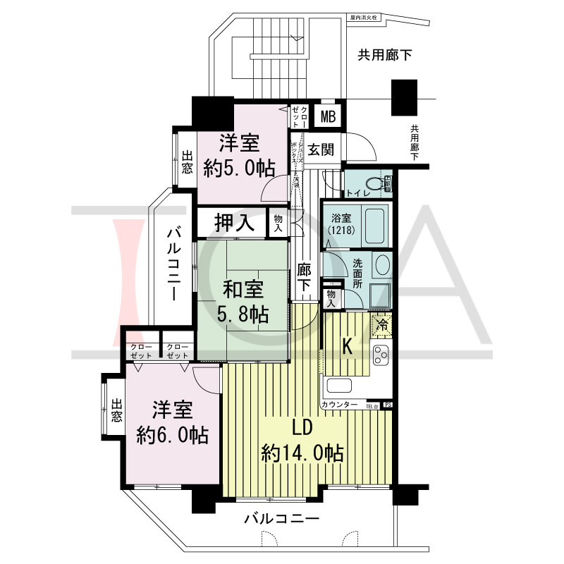 グランプレステージ西明石駅前の間取り図 南東向き
3LDK
専有面積69.09m2
バルコニー面積15.60m2