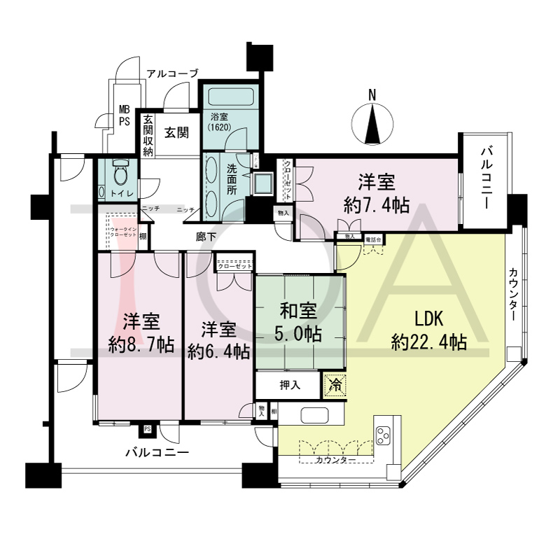 ビオール大阪大手前タワーの間取り図 南東角 4LDK 専有面積117.26m2
バルコニー面積16.60m2
28階ルーフバルコニー面積20.86m2
29・30階バルコニー面積20.86m2